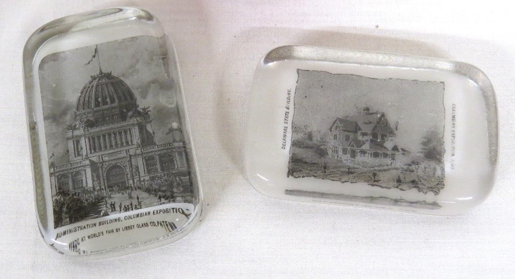 A Pair of 1893 Columbian Exposition Glass Paperweights (1 of 7)