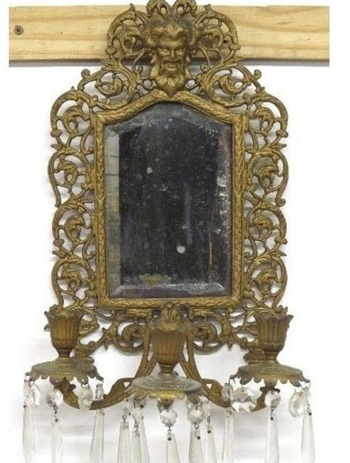 Bradley & Hubbard Cast Iron Wall Mirror W/3 Sconces (1 of 10)