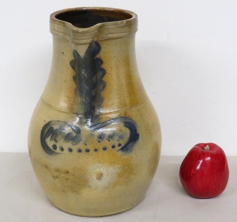 19th C. Stoneware Floral or Fern Decorated Pitcher (1 of 5)