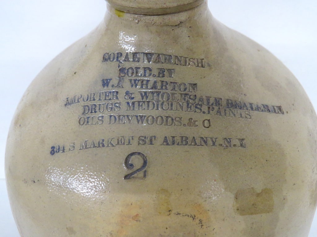 Albany NY 8 Line Stoneware Merchant's Jug Mid-19th C. (1 of 6)
