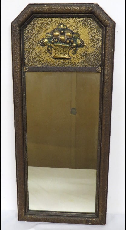 Late 19th C. Mirror w/Cornucopia Basket of Fruit (1 of 5)