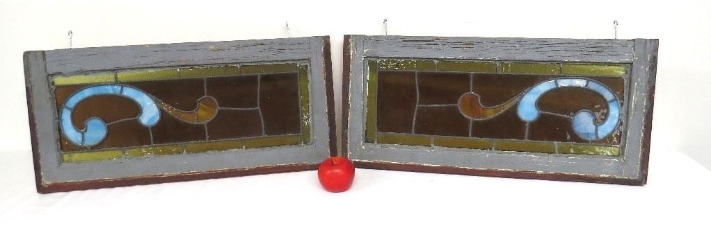 A Pair of Victorian Stained Glass Transom Windows (1 of 7)
