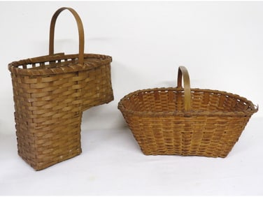 Two Woven Wicker Baskets including a Stair Basket