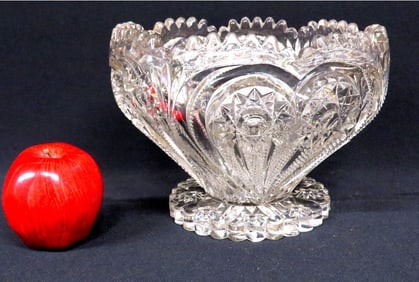 Imperial Glass Zipper Heart 7" Footed Bowl c.1900