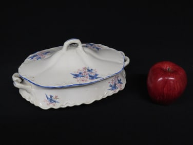 A Thompson Francis Marked Bluebird China Cov. Veg Dish