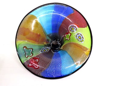 A Large Flared Rim Millefori Murano Art Glass Bowl