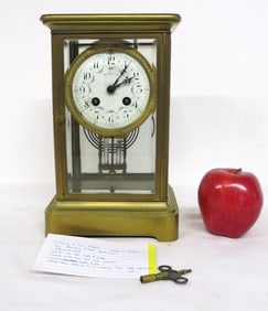 A Tiffany & Co. France Gilt Brass Mantle Clock, Running