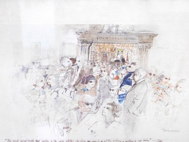 Andrew Rush (B. 1931) Print - A Busy Courthouse Hallway