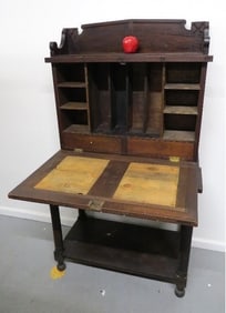 A Primitive Drop Front Country Desk Dated Feb 14, 1890