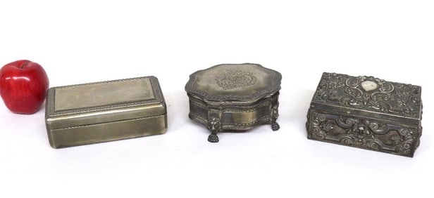 A Trio of Silverplated Godinger Dresser / Jewelry Boxes