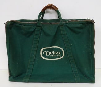 Early 1900's Deltox Grass Rug Co. Canvas Bag Oshkosh, WI