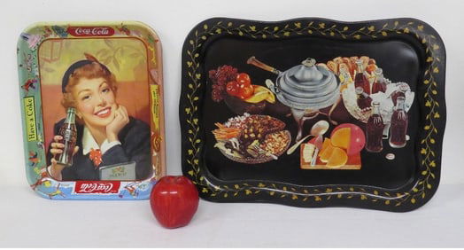 2 Coca Cola Advertising Trays C. 1950's