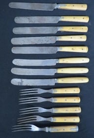 13pc New York Knife Co. Bone Handled Cutlery