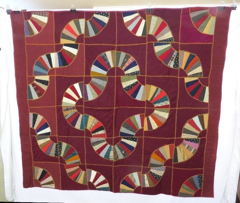 19th C. Quilt - Grandmothers Fan / Drunkard's Path Pattern (1 of 10)