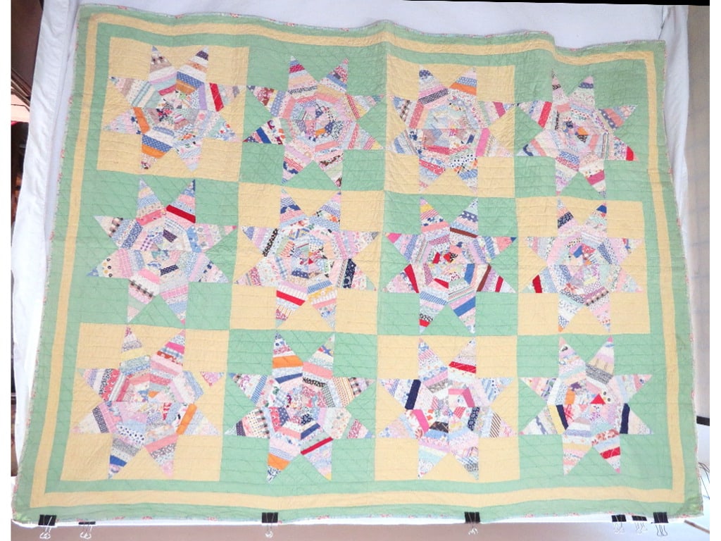 Early 20th C. String Star or Lemon Star Quilt (1 of 10)
