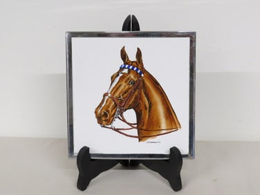 FRANK VOSMANSKY MCM Painted Horse Tile Trivet / Hot Plate