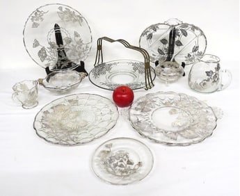 Assortment of Mid-Century Sterling Overlay on Glass