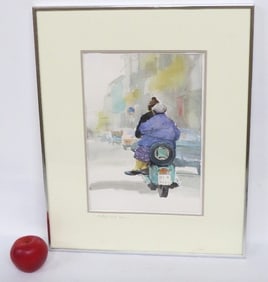 Barbara Wylan, Massachusetts (1933 - ) Watercolor titled "Mother and Son"