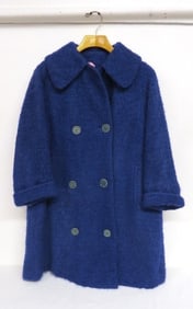 1950's Guggenheim Blue Double Breasted Ladies Overcoat