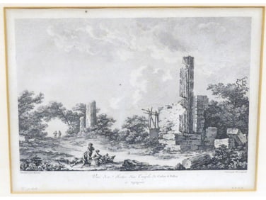 18th C. Engraving Temple of Caftor & Pollux, Roman