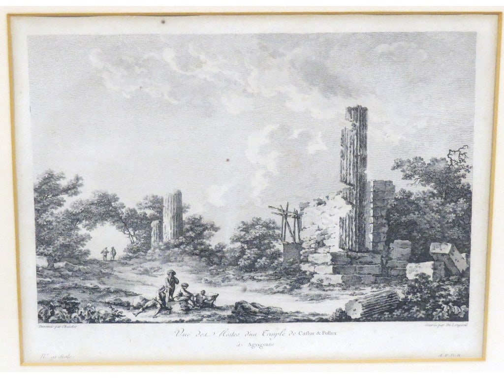 18th C. Engraving Temple of Caftor & Pollux, Roman (1 of 5)
