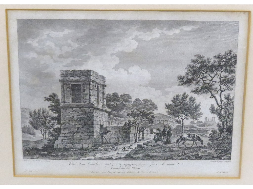 18th C. Etching of the Tomb of Theron' in Sicily (1 of 6)