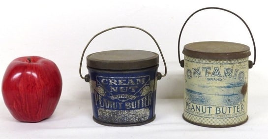 Two Vintage Adv Litho Peanut Butter Pails