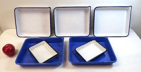 7 Enamel Porcelain Enamel Dark Room Developing Pans