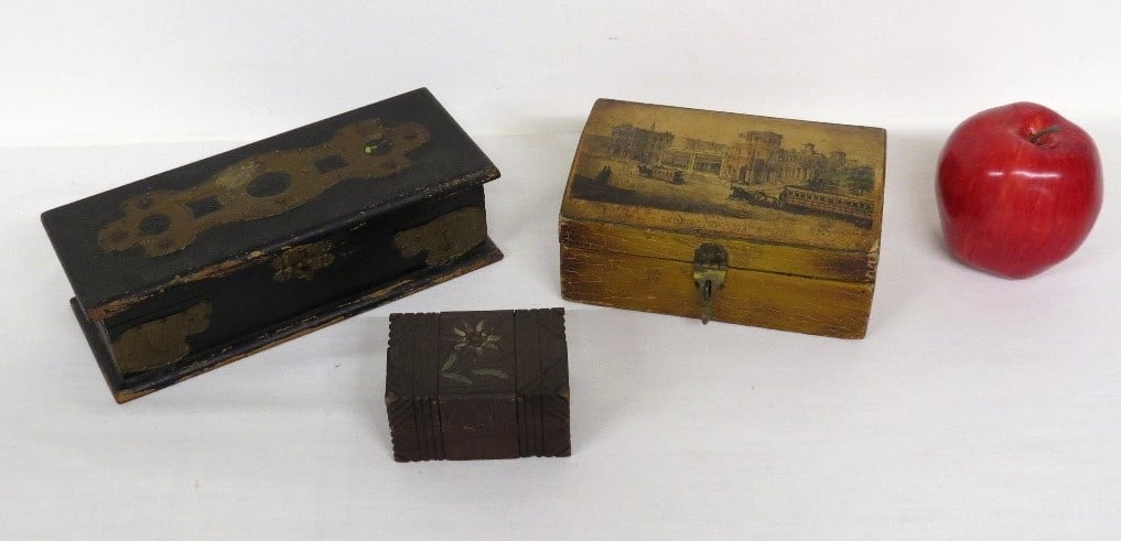 A trio of 19th C. Small Covered trinket boxes (1 of 9)