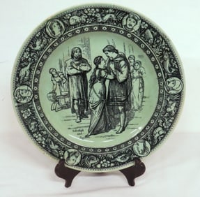 c.1905-10 Wedgwood Ivanhoe & Rowena Plate in Rare Green Color