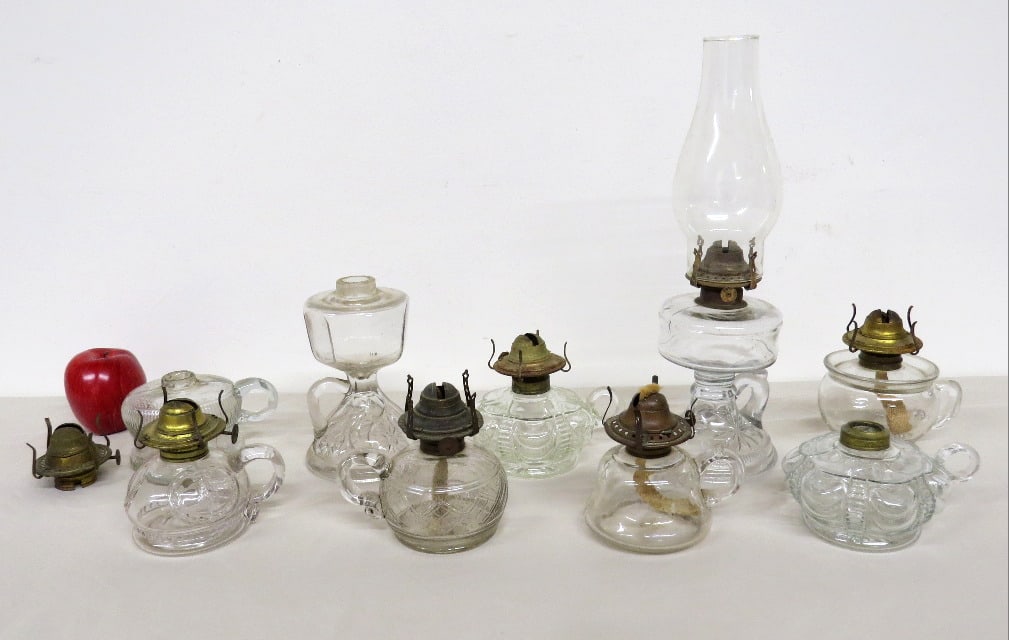 A Group of 9 Victorian Era Finger Loop Oil Lamps (1 of 10)