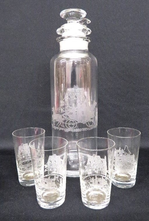 Heisey Glass Cobel 2Qt Deco Crystal Shaker & 4 Tumblers (1 of 10)