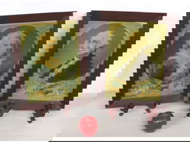 19th C. Chromolithographs of George & Martha Washington