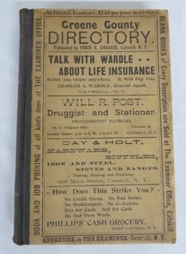 Greene County, NY Directory for 1896 by Fred Craigie, Catskill NY with Map