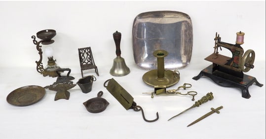 Early metal collectibles iron, brass & silverplate