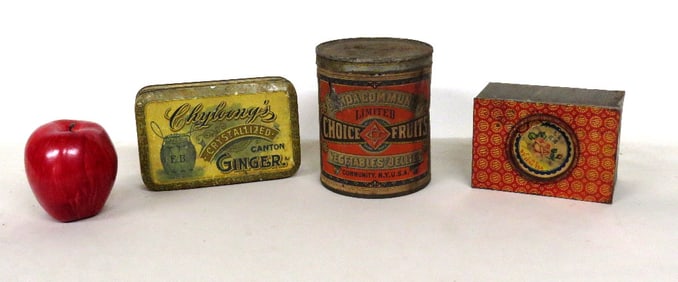 3 Tins Incl Oneida Shaker Tomatoes Tin w/Orig Label