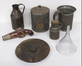 Early country tinware, Adams coffee grinder & more