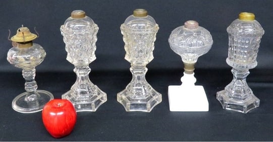 19th C. Whale Oil & Kerosene lamps, 5 total