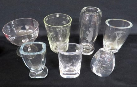 Signed Orrefors & Scandinavian Art Glass Vases & Vessels