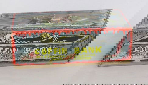 1960's Japanese Tin Mechanical Coffin Bank in Box