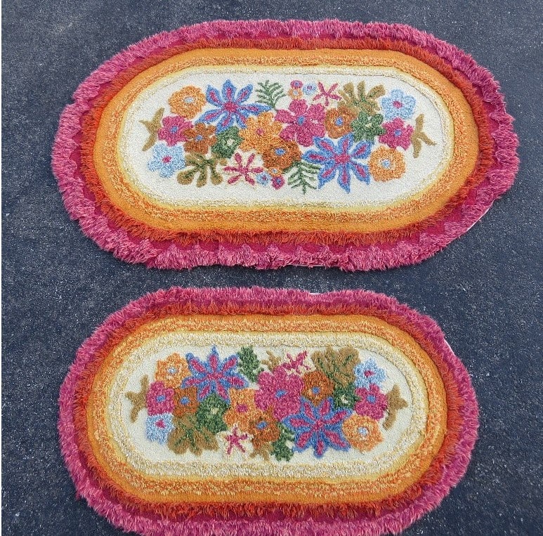 Hayim & Co., Inc. MCM Pair of Hooked Floral Rugs (1 of 13)
