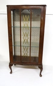 Art Deco Era 1 Door Glass Shelved Display Cabinet