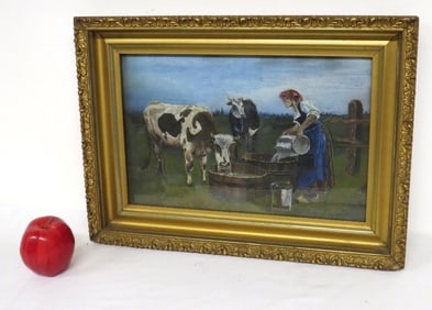 O/B Frank Henry Signed Bovine/Farm Painting 19th C.