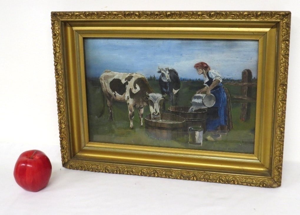 O/B Frank Henry Signed Bovine/Farm Painting 19th C. (1 of 5)
