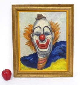 Philip Kran Paval O/C Painting of Ringling Bros. Circus Clown Lou Jacobs MCM