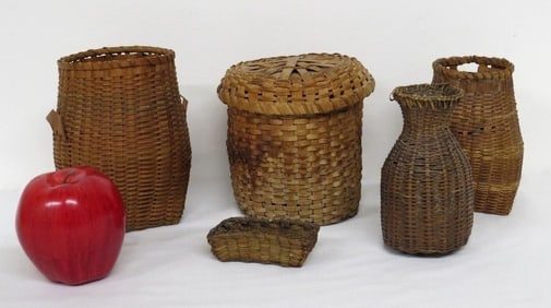 Group of Early Miniature Baskets Various Forms