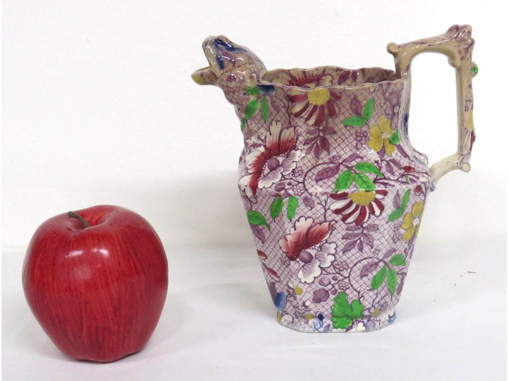 Mid 19th c. Staffordshire Chintz Like Lion Spout Pitcher (1 of 7)