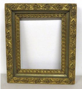 19th C. Gilt Decorated Chain & Roses Frame