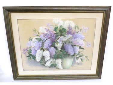 Winifred Pleninger (1899-1986) Pastel of Lilacs MCM