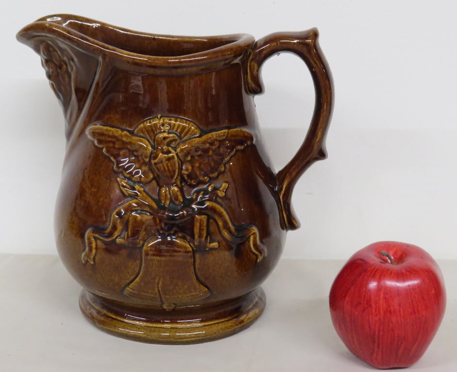 1876 Centennial Rockingham Pitcher Eagle & Liberty Bell (1 of 10)